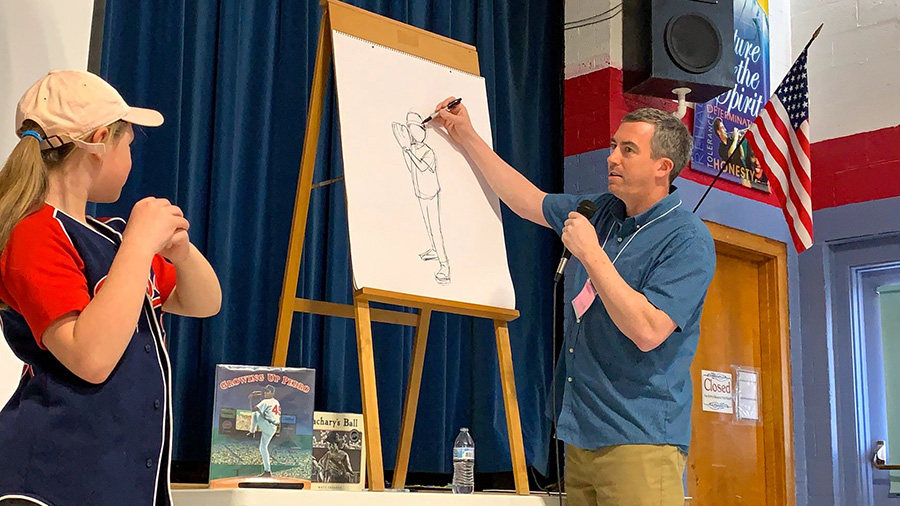 Matt
Tavares author visit drawing demonstration